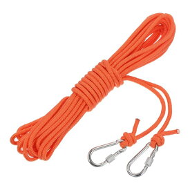 フック付きホローブレードポリプロピレンアンカーロープ 1/4"33フィートナイロンフロー ティングライン マリンプール用ライフボートアンカーロープ オレンジ
