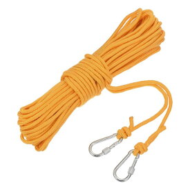 フック付きホローブレードポリプロピレンアンカーロープ 1/4"100フィートナイロンフロー ティングライン マリンプール用ライフボートアンカーロープ イエロー