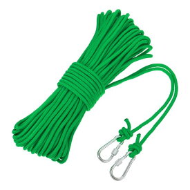 フック付きホローブレードポリプロピレンアンカーロープ 1/4"100フィートナイロンフロー ティングライン マリンプール用ライフボートアンカーロープ 緑