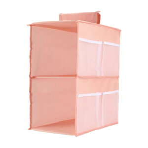 CAPASTEC 収納ラック 吊り下げラック収納袋 2段式 掛ける吊り下げラックハンガー省スペース衣類小物下着タオルハンカチ 靴下 ピンク