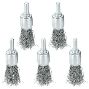 ドリル用ワイヤー毛先5セット 3/4"径 研磨ワイヤーホイール 1/4"丸シャンク ステンレス製カップ毛先 粗いクリンプ ドリル用付属品 錆落とし ペイント 研磨用