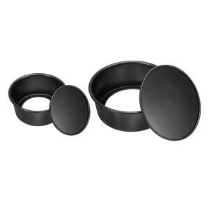 取り外し可能な底付き丸型ケーキ型 6"/8" 小さなチーズケーキ型 非粘着コーティング アルミ製焼型 結婚式 誕生日 パーティー イベント用 黒
