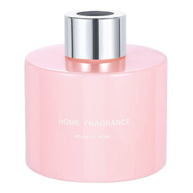 空のガラスディフューザーボトル 140ml/4.7oz 再利用可能なフレグランスアクセサリーアロマセラピー用ジャーコンテナー リフィル用リードディフューザーDIYホームバスルーム ピンク シルバートーンキャップ