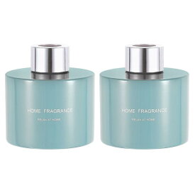 2個の空のガラスディフューザーボトル140ml/4.7oz再充填可能な香りアクセサリーアロマセラピー瓶コンテナー交換用リードディフューザーDIYホームバスルームブルーとシルバートーンキャップ