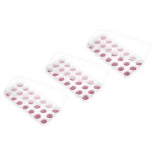 取り外し可能な蓋付きのアイスキューブトレイ3個セット プラスチック製アイスキューブ型 簡単に取り出せる 重ねて収納可能で再利用可能 ミキソロジー コーヒー フルーツ用 ピンク