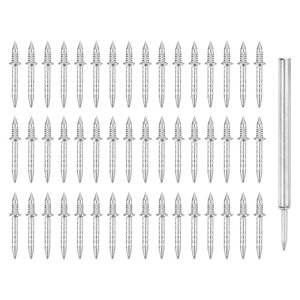 450個 ダブルヘッドスキーティングスレッドシームレスネイルと5本 ネイル専用スリーブツール 亜鉛メッキ炭素鋼スキーティングラインスレッドネイル木製ベースボード不可視ネジネイル シ