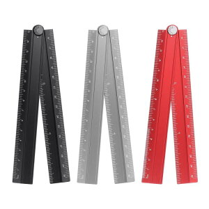 3個 折りたたみストレート定規 30cm メートル法 アルミ合金 プロトラクター 折りたたみ可能な角度定規 幾何学測定ツール アーキテクト アーティスト オフィ ス用 角度ライン付き、3色