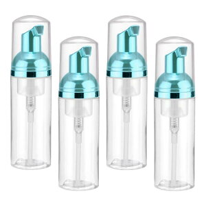 2オンス 空の泡ポンプボトル 12個 旅行用泡石鹸ディスペンサー まつ毛シャンプー ハンドソープ用の空の再充填可能なプラスチックポンプボトル クリア ブルー