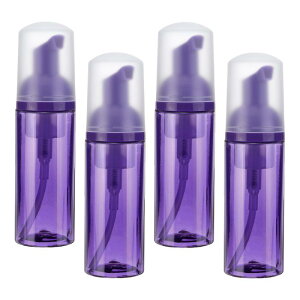 2オンス 空の泡ポンプボトル 12個 旅行用泡石鹸ディスペンサー まつ毛シャンプー ハンドソープ用の空の再充填可能なプラスチックポンプボトル クリアパープル パープル