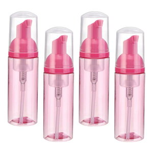 2オンス 空の泡ポンプボトル 12個 旅行用泡石鹸ディスペンサー まつ毛シャンプー ハンドソープ用の空の再充填可能なプラスチックポンプボトル クリアレッド