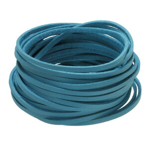 フェイクレザーコード スエードコード 5.5ヤード 2.6mm 平らなロープ スレッド ブレスレット ネックレス ビーズ 宝石 手作りアートクラフト ブルー 1パック