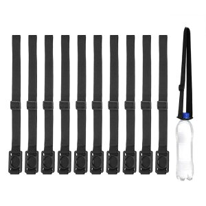 PATIKIL 2.5CMウォーターボトルランヤード 10個セット 黒リングバックルキャリアクリップ付き調節可能なホルダーショルダーストラップ ハイキング ウォーキング アウトドア用 黒