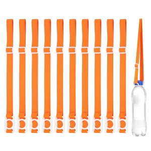 PATIKIL 2.5CMウォーターボトルランヤード 10個セット 調節可能なホルダーショルダーストラップ ホワイトリングバックルキャリアクリップ付き ハイキング ウォーキング アウトドア用 オレンジ