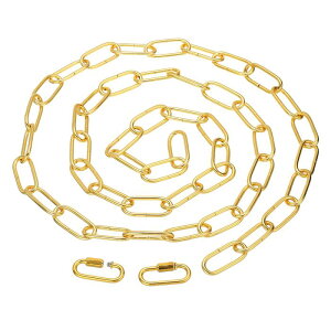 PATIKIL 6フィート照明用吊りチェーン クイックリンクねじロックコネクター付きの金属ループチェーン 植物ペンダントシャンデリアライト取り付け用 金色トーン