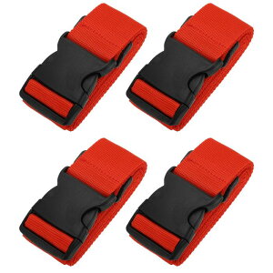 PATIKIL ラゲッジストラップ 4個セット スーツケースストラップ 調節可能なラゲッジベルトストラップ バックル付き 旅行用 スーツケース用 レッド