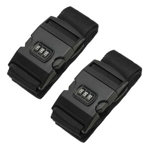 PATIKIL 荷物用ストラップ 2個セットのスーツケース用ストラップ 組み合わせロック付きの調節可能な荷物ベルト 旅行用にTSA承認済み 黒