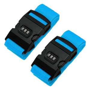 PATIKIL ラゲッジストラップ 2パックのスーツケースストラップ 組み合わせロック付きの調節可能なラゲッジベルト 旅行用にTSA承認済み ライトブルー