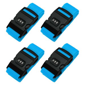 PATIKIL ラゲッジストラップ 4個セットのスーツケースストラップ 組み合わせロック付きの調節可能なラゲッジベルト 旅行用にTSA承認済み ライトブルー