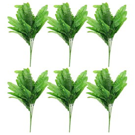 PATIKIL 人工緑植物 6個7束のペルシャ葉の葉っぱの草の茎 家庭用結婚式庭オフィス装飾パーティーテーブル裏庭屋内用 緑