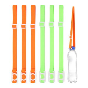 PATIKIL 2.5CMウォーターボトルランヤード 6個セットの調節可能なホルダーショルダーストラップ ハイキング ウォーキング アウトドア用のホワイトバックルキャリアクリップ付き 蛍光オレンジ