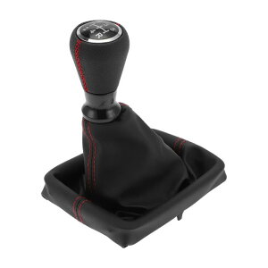 TUCKBOLD プジョーに対応206用のカバー付き5速マニュアルギアシフトノブ | 自動車用ギアボックススティックシフターレバーノブ ブラック レッド プラスチック フォーレザー 1個