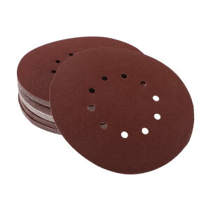 INFINAUTO サンディングディスク 9インチ 10穴 80番 オートモーティブリペア ラウンド フックアンドループ サンドペーパー ホワイトペーパー レッド 50個