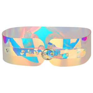 Elerevyo Women Clear Waist Belts, Wide Transparent Round Buckle PVC Waistband Belt for Dress Colorful 70-75cm/27.56-29.53