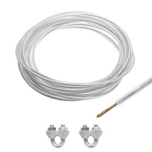 4mm�i5/32�j�N���A�r�j�[���R�[�e�b�h���C���[���[�v 6m/20ft �K���o�j�[�Y�|�P�[�u�����C���[���[�v 2PCS M5���[�v�X���[�u�t�� �X�g�����O ���C�g�݂� �f�b�L�肷�� �K�[�f�����C���[�ɓK����
