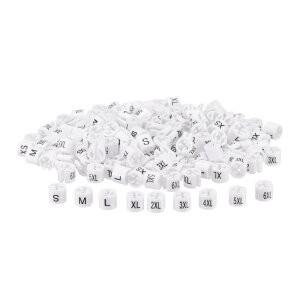 洋服ハンガーマーカーキット S - 6XLサイズのタグ 3.5 mm ロッド 衣類サイズ ハンガー クリップ 衣類カラーコードラベル 衣類ハンガー用 ホワイト