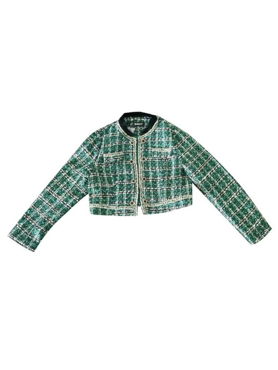 楽天市場】Allegra K チェック柄 ブレザー クロップド ジャケット 