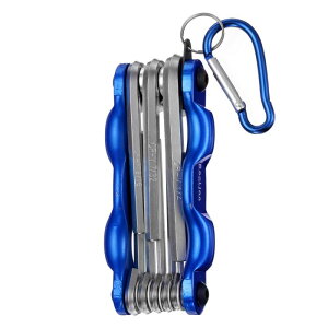 9個折りたたみ式六角レンチSAE 5/64インチ - 1/4インチ標準Cr-V鋼製六角キー アルミニウム合金ハンドル付き 基本的な家庭用修理 自転車 機械メンテナンス DIY用