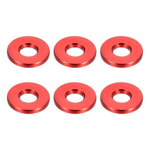 PATIKIL M6アルミスペーサー 6個 金属スペーサーアルミニウム6.2mm ID x 15mm OD x 2mm L アルミスペーサースクリュースタンドオフラウンド 1/4"またはM6スクリューボルト用 赤色