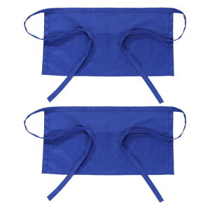 PATIKIL ウエストエプロン 2個セット ウェイトレス用ショートエプロン 防水 3つ ポケット付き 女性 男性 キッチン ホテル レストラン ウェイトレス ウェイター ブルー