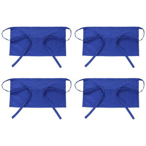 PATIKIL ウエストエプロン 4個セット ウェイトレス用ショートエプロン 防水 3つ ポケット付き 女性 男性 キッチン ホテル レストラン ウェイトレス ウェイター ブルー