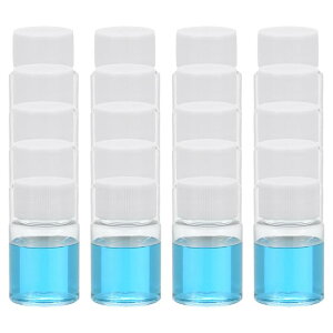 PATIKIL 20個入り 15ml しやくボトル PETワイドマウスラウンドボトル スクリューキャップ付き 実験室用水しやく液体固体サンプル保管シール 透明