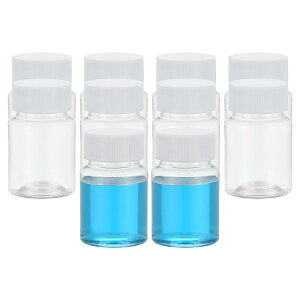 PATIKIL 10個入り 50ml しやくボトル PETワイドマウスラウンドボトル ネジキャップ付き 実験室用水しやく液体固体サンプル保管シール 透明