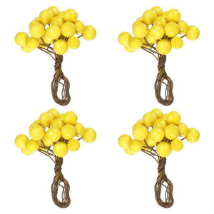 PATIKIL 10mm人工ベリー 40個 人工ホリーベリー ワイヤーステム付き DIYクリスマスツリーホームパーティーウェディング装飾用 イエロー