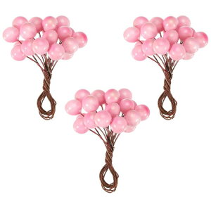 PATIKIL 10mm人工ベリー 30個 人工ホリーベリー ワイヤーステム付き DIYクリスマスツリーホームパーティーウェディング装飾用 ピンク