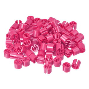 150個の洋服ハンガーマーカーの空白タグ 3.5mmのロッドに適した衣類サイズハンガークリップ 衣類のハンガーに使用するローズレッドのカラーコーディングラベル