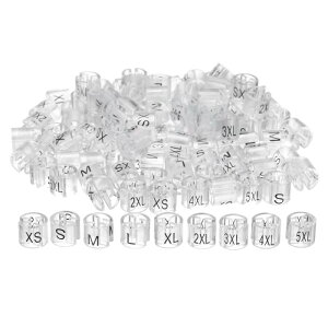 衣類ハンガーマーカーキット XS - 5XL サイズタグ 3.5mm ロッド 衣類サイズ ハンガークリップに適合 衣類ハンガー用 衣類色分けラベル 透明