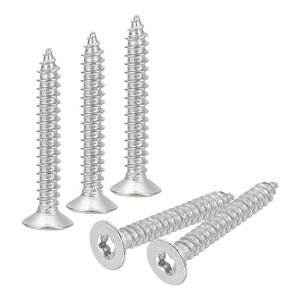 40個のフラットヘッドトルクスねじ M5 x 35mm 304ステンレス鋼製のカウンターシンク自己攻釘 防犯ねじ T25ビットに適合 木材 フェンス デッキに使用可能(シルバー)