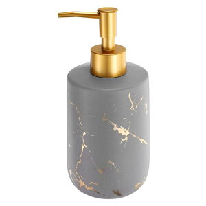 ソープディスペンサー ハンド&ディッシュソープディスペンサー 洗剤ローションディスペンサー ポンプ付き キッチン装飾 シンクバスルーム 大理石パターン 12.5 Oz グレー 1個