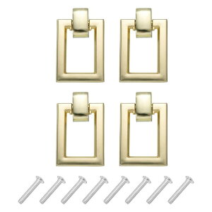 角リングプルハンドル 2穴リングノブ ドレッサーハンドル ネジ付き 亜鉛合金 ドレッサー 引き出し 家具 クローゼット 食器棚 ハードウェア用 カッパー 4セット