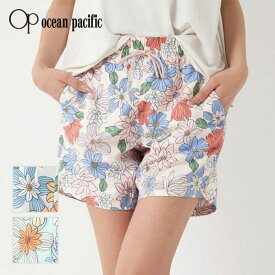 OP(OCEAN PACIFIC) オーシャンパシフィック レディース サーフパンツ ボードショーツ PEマイクロ フラワー柄 524406 水着 トランクス 大きいサイズ 紫外線対策 夏用 海水浴 水泳 UVカット 日焼け防止 おしゃれ 旅行 スイミング プール スノーケル アウトドア セール SALE