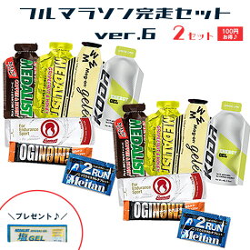 【送料無料】フルマラソン完走セットver.6×2セット セットで100円お得＋メダリスト塩ジェルおまけ付き マラソン 補給食 トレラン 行動食 エネルギーゼリー ジェル ランニング 初心者 エネルギー補給 マグオン 2run メダリスト コーダ カフェイン ロードバイク