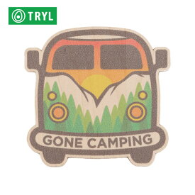 TRYL WOOD STICKER(ウッドステッカー) Gone Camping 木材を使用した自然素材のステッカー 【トレイルランニング ジョギング アウトドア ブッシュクラフト ステッカー シール グッズ】