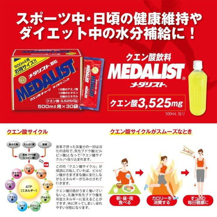 楽天市場】MEDALIST メダリスト クエン酸チャージ 顆粒 170mL・1Lお得 