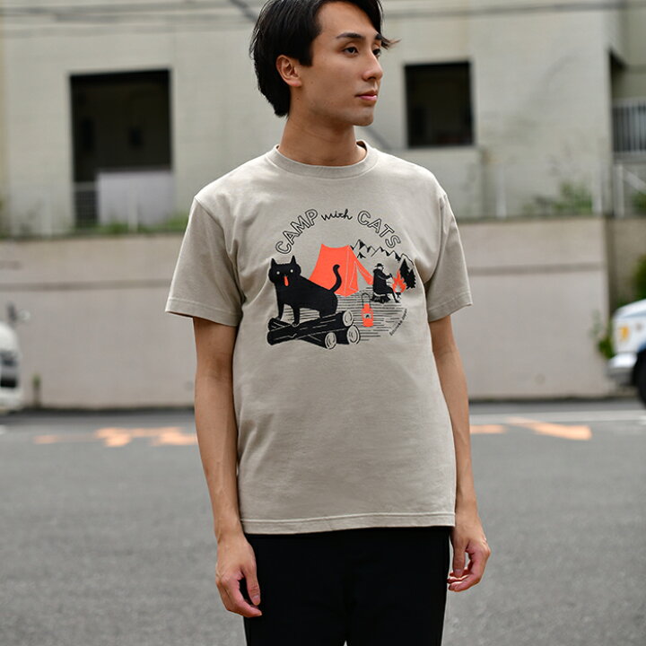 楽天市場 猫 Tシャツ ねこｔシャツ ネコ柄tシャツ 黒猫 レディース メンズ おもしろ 猫グッズ 雑貨 キャンプ プレゼント ギフト 送料無料 ティー シャツ アニマル 動物 おしゃれ 大人 かわいい ねこ好き テント アウトドア Sotoneko Japan