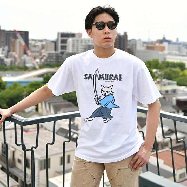 楽天市場 Tシャツ レディース メンズ Tシャツ ネコ 猫グッズ 雑貨 プレゼント ギフト 送料込 送料無料 ティーシャツ アニマル 猫 動物 おしゃれ 可愛い 大人かわいい おもしろ ねこ好き 日本製 侍 和柄 クールジャパン Sotoneko Japan