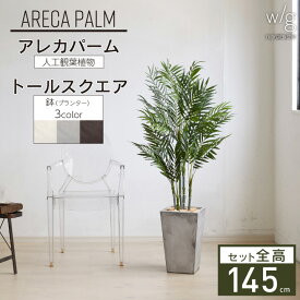 フェイクグリーン鉢セット 大型 「アレカパーム×Tall Square w/g」 高さ145cm 人工観葉植物 インテリアグリーン プランター 簡単組立 おしゃれ リアル 室内 オフィス